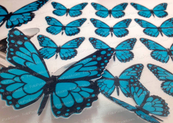 Spiselig sommerfugler blå farge, 14 sommerflugler per ark skriver ut PRECUT